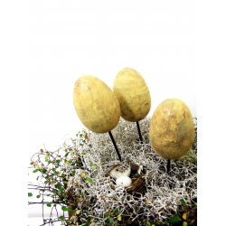Jajo drewniane dekoracja na metalu 8cm
